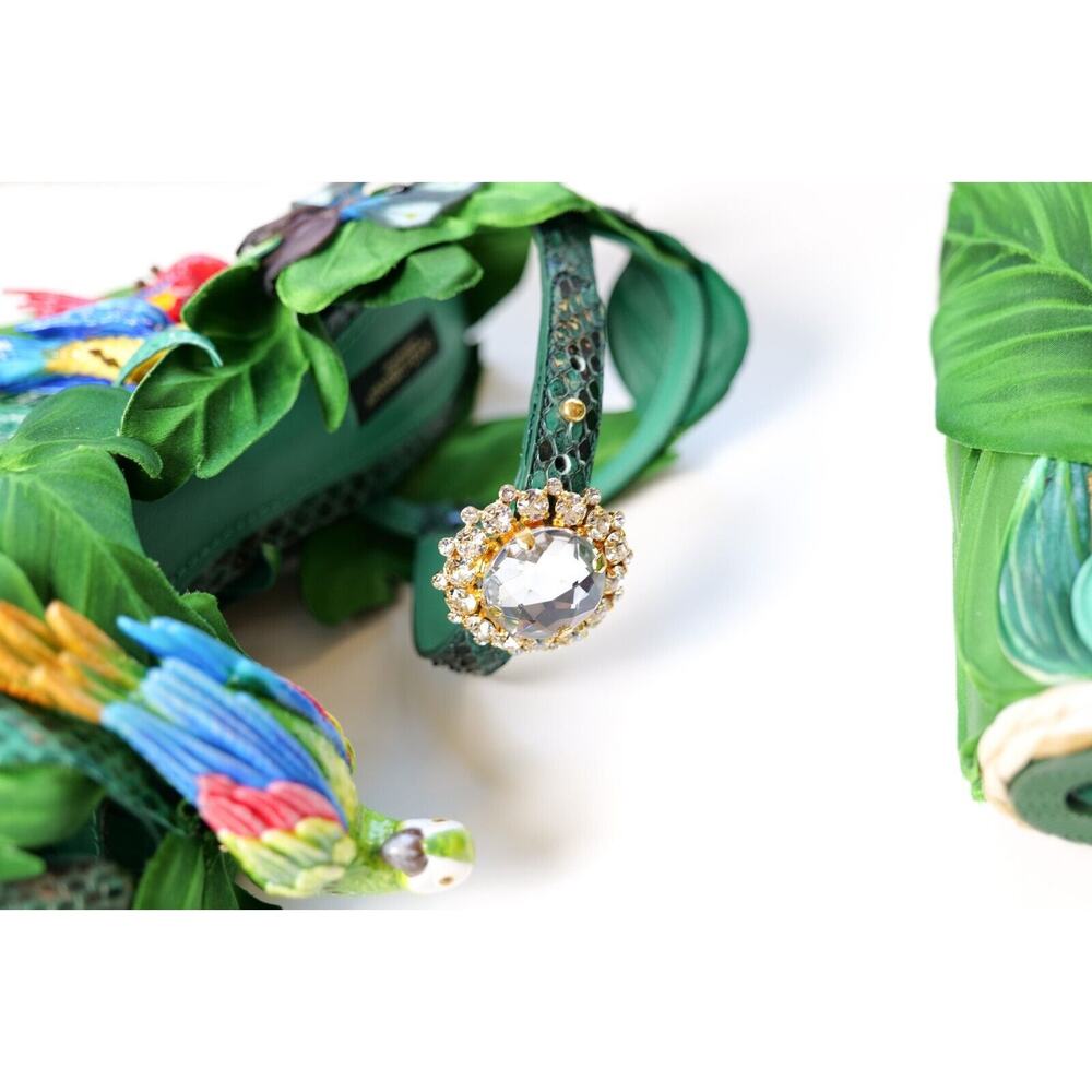 Dolce & Gabbana Jungle Parrot High Heel Wedge Sandals (IT 38, US8) RRP $6,395 - Picture 7 of 13